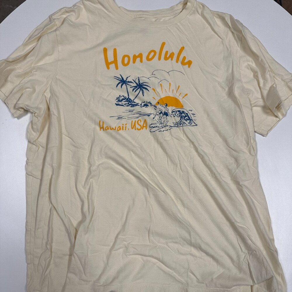 J Crew Honolulu Hawaii Cream T-Shirt